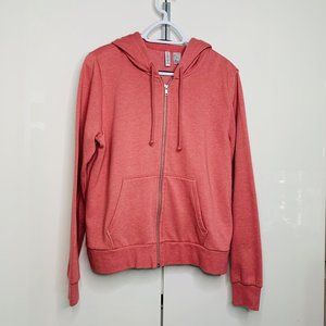 H&M Divided Sweatshirt Hoodie Pink Full Zip Cotton Size L